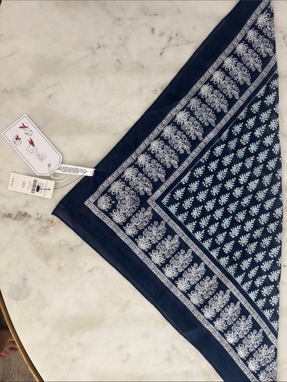 Talbots Navy and White Bandana-Print A-Line scarf 🧣